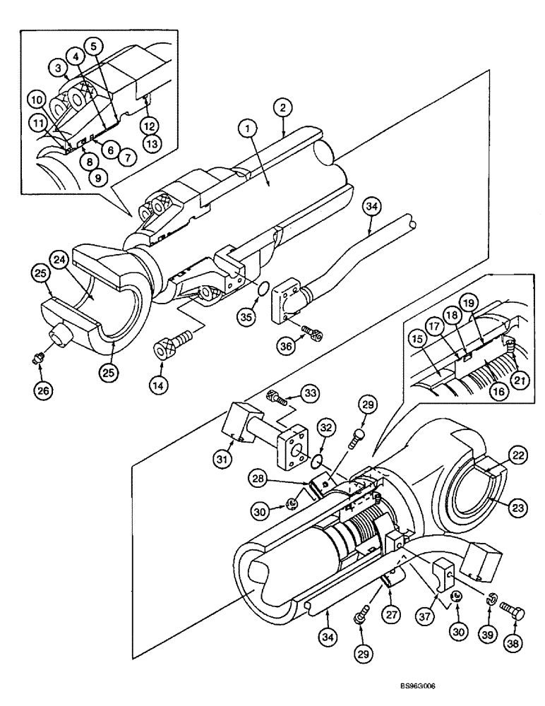 Схема запчастей Case 9060B - (8-146) - BUCKET CYLINDER (08) - HYDRAULICS