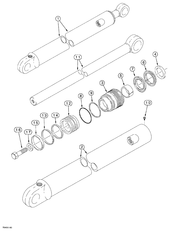 Схема запчастей Case 580SL - (8-142) - BACKHOE DIPPER EXTENSION CYLINDER (08) - HYDRAULICS