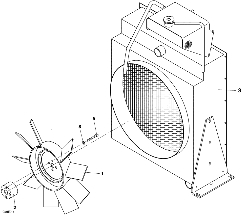 Схема запчастей Case SV210 - (02-003-00[01]) - RADIATOR AND OIL COOLER (02) - ENGINE