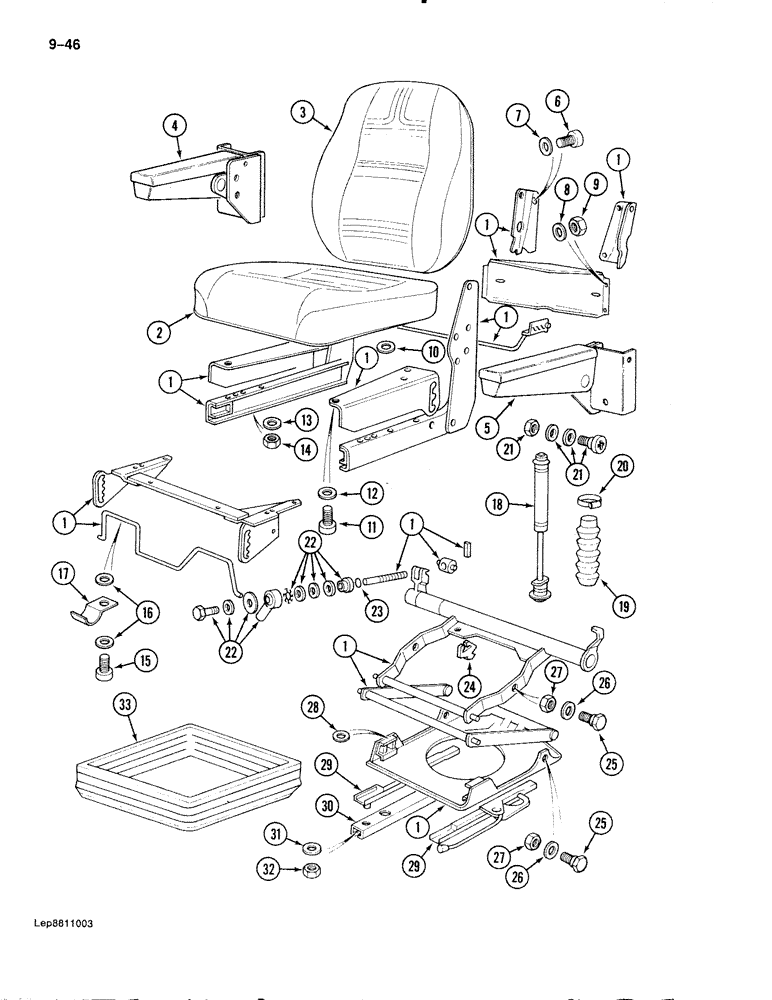 Схема запчастей Case 888 - (9-046) - SEAT, IF USED (09) - CHASSIS