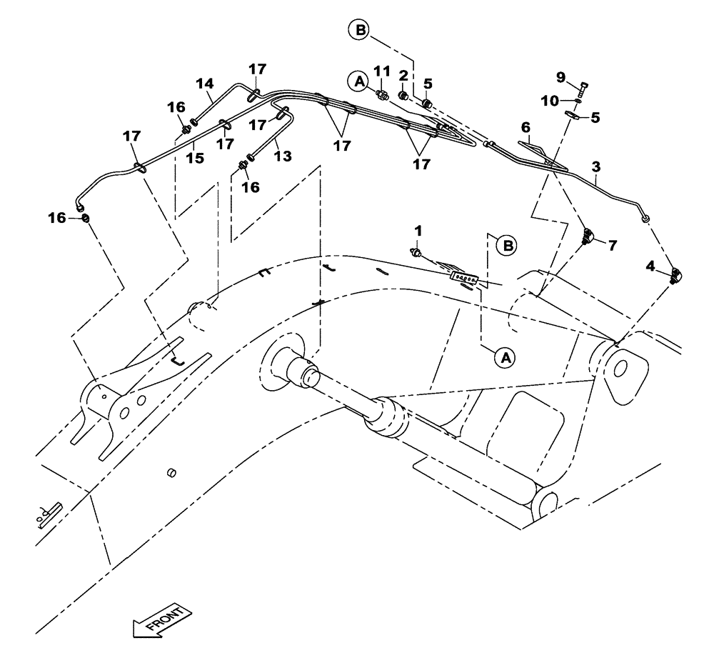 Схема запчастей Case CX350C - (09-031[00]) - LUBRICATION CIRCUIT - MONOBLOCK BOOM 6.45 M (09) - CHASSIS/ATTACHMENTS