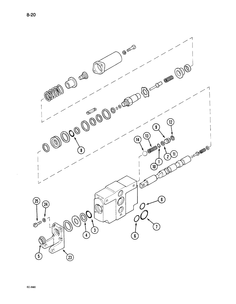 Схема запчастей Case 380B - (8-20) - REMOTE AUXILIARY VALVE ASSEMBLY - WITHOUT CHECK VALVE (08) - HYDRAULICS