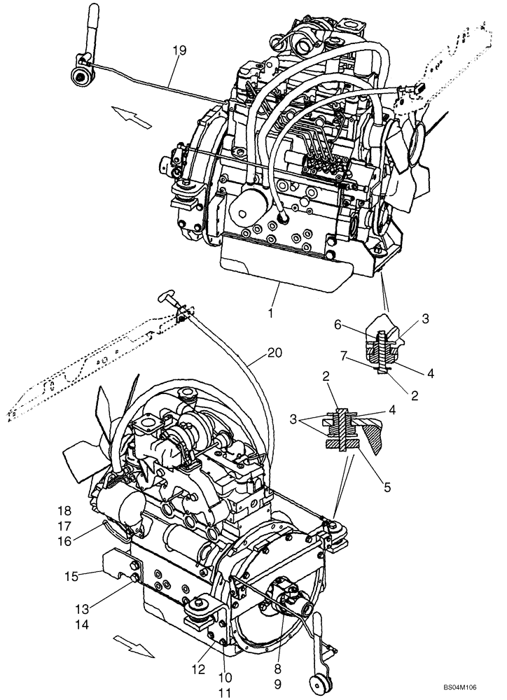 Схема запчастей Case 420CT - (02-05) - ENGINE - MOUNTING (02) - ENGINE