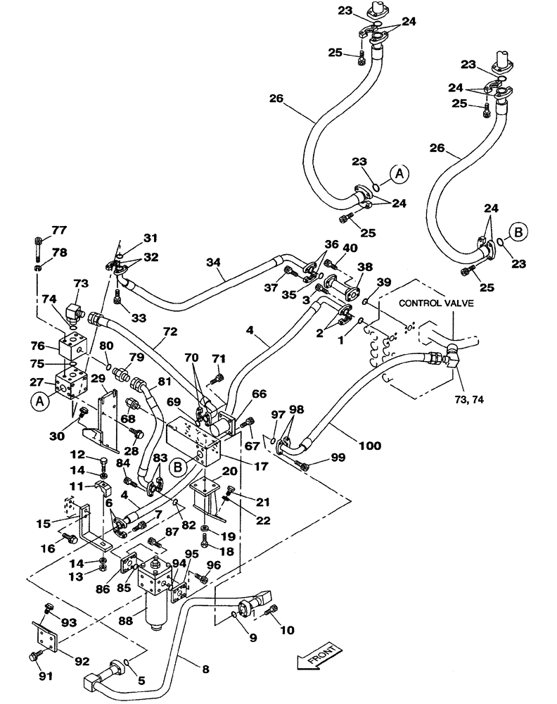 Схема запчастей Case CX350 - (08-133-00[01]) - HYDRAULIC CIRCUIT - OPTIONAL - 3-WAY (08) - HYDRAULICS