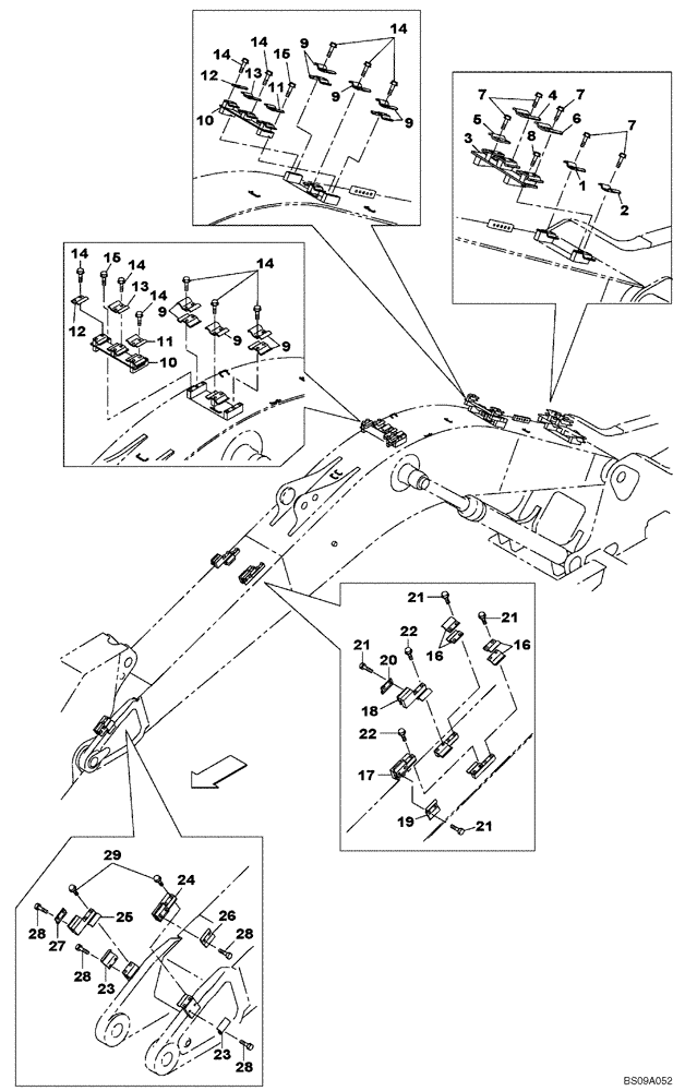 Схема запчастей Case CX210BNLC - (09-39[04]) - CLAMPS - BOOM - BRACKET- OPTIONAL (09) - CHASSIS/ATTACHMENTS