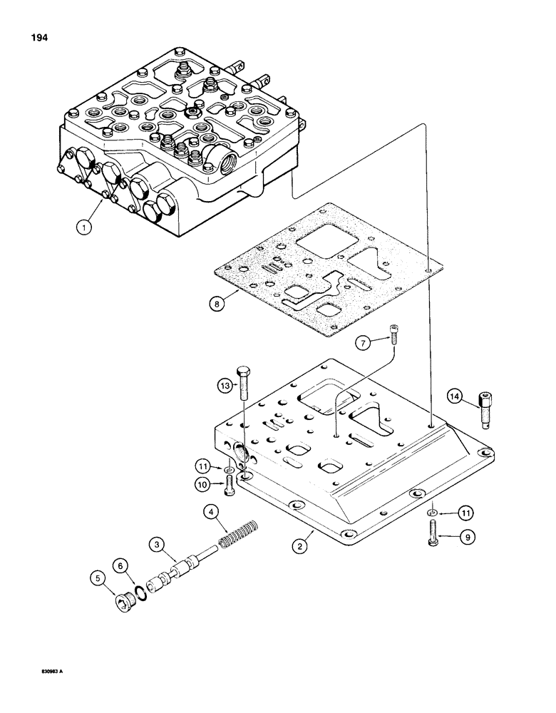 Схема запчастей Case 1150D - (194) - TRANSMISSION CONTROL VALVE AND BASE (06) - POWER TRAIN