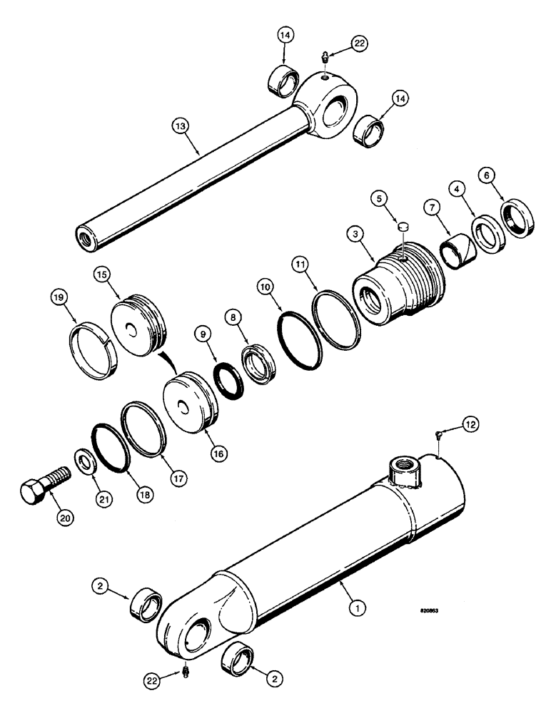 Схема запчастей Case W14 - (496) - G100723 GRAPPLE CYLINDER (08) - HYDRAULICS