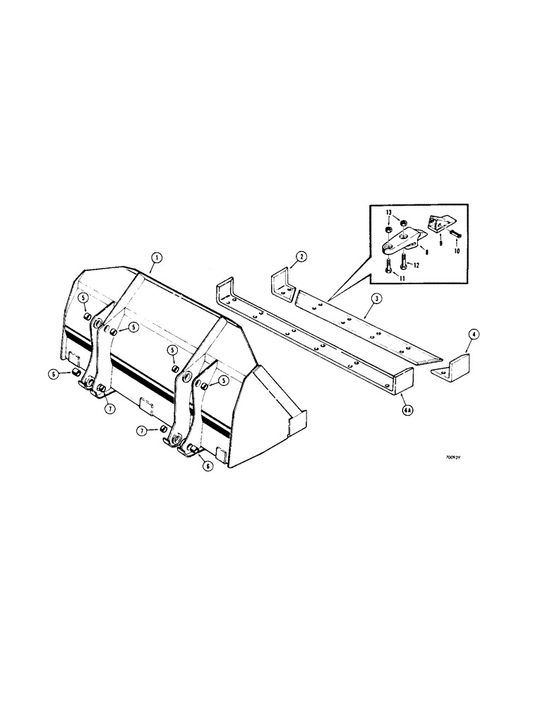 Схема запчастей Case 310G - (147A) - D49911 LOADER BUCKET, WELD ON CUTTING EDGE (05) - UPPERSTRUCTURE CHASSIS