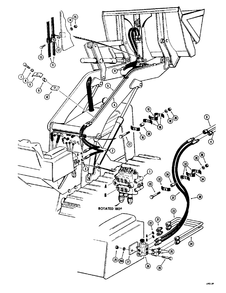 Схема запчастей Case 310G - (162) - CLAM TYPE BUCKET AND GRAPPLE ATTACHMENT HYDRAULICS (05) - UPPERSTRUCTURE CHASSIS