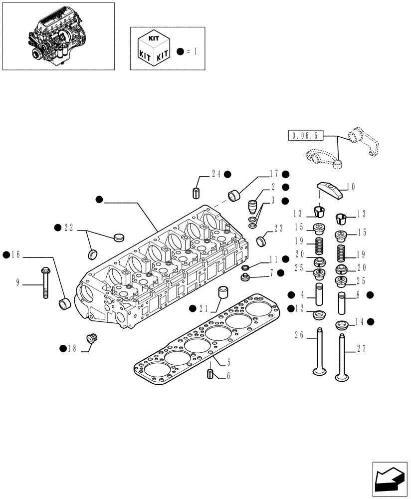 Схема запчастей Case F3AE0684L E906 - (0.06.0[01]) - CYLINDER HEAD & RELATED PARTS (504051863 - 504051861 - 504051865) 