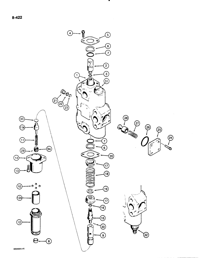 Схема запчастей Case 1455B - (8-422) - DOZER LIFT SECTION (08) - HYDRAULICS