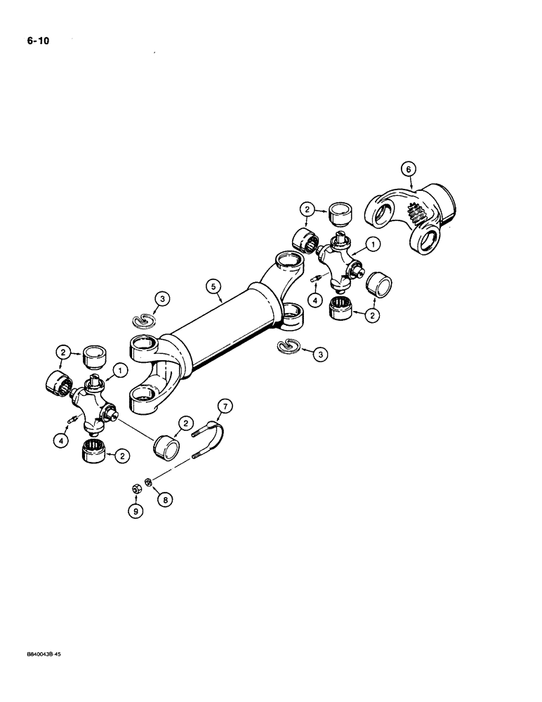 Схема запчастей Case 550 - (6-10) - R46708 DRIVE SHAFT ASSEMBLY, PRIOR TO P.I.N. JAK0013968 (06) - POWER TRAIN