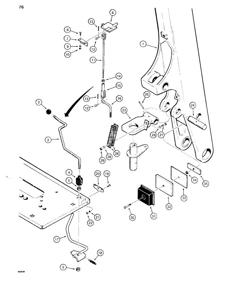 Схема запчастей Case 35A - (76) - BOOM LATCH, W14 LOADER ONLY 