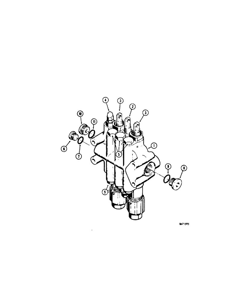 Схема запчастей Case 310G - (256[1]) - D38115 EQUIPMENT CONTROL VALVE (THREE SPOOL) (07) - HYDRAULIC SYSTEM