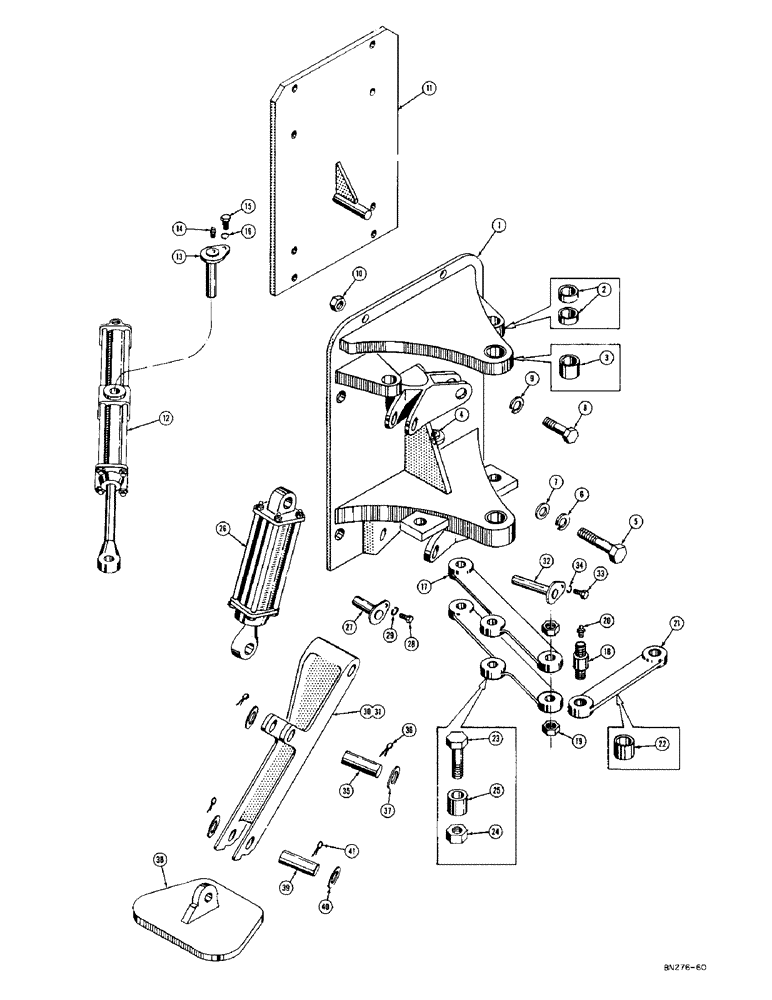 Схема запчастей Case 420 - (198) - MOUNTING PARTS, SWING LINKAGE, AND STABILIZERS, MOUNTING PARTS (09) - BOOMS