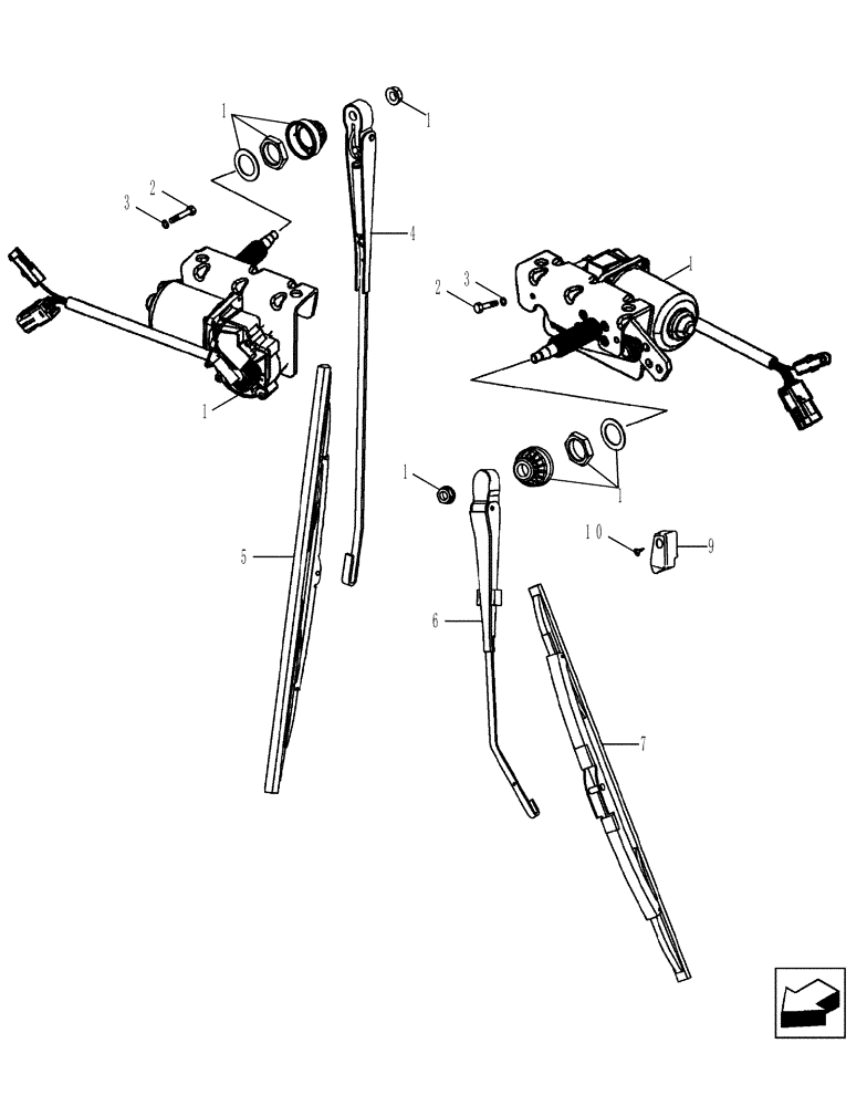 Схема запчастей Case 590SN - (55.518.06) - CAB - WIPERS (55) - ELECTRICAL SYSTEMS