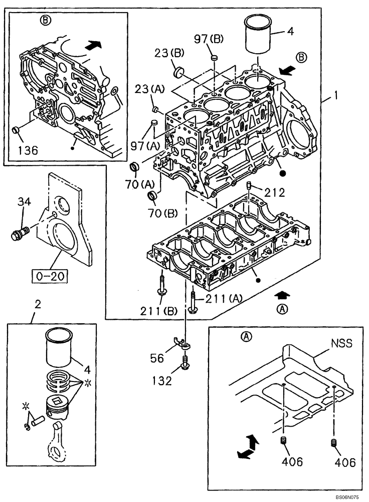 Схема запчастей Case CX240BLR - (02-11) - CYLINDER BLOCK (02) - ENGINE