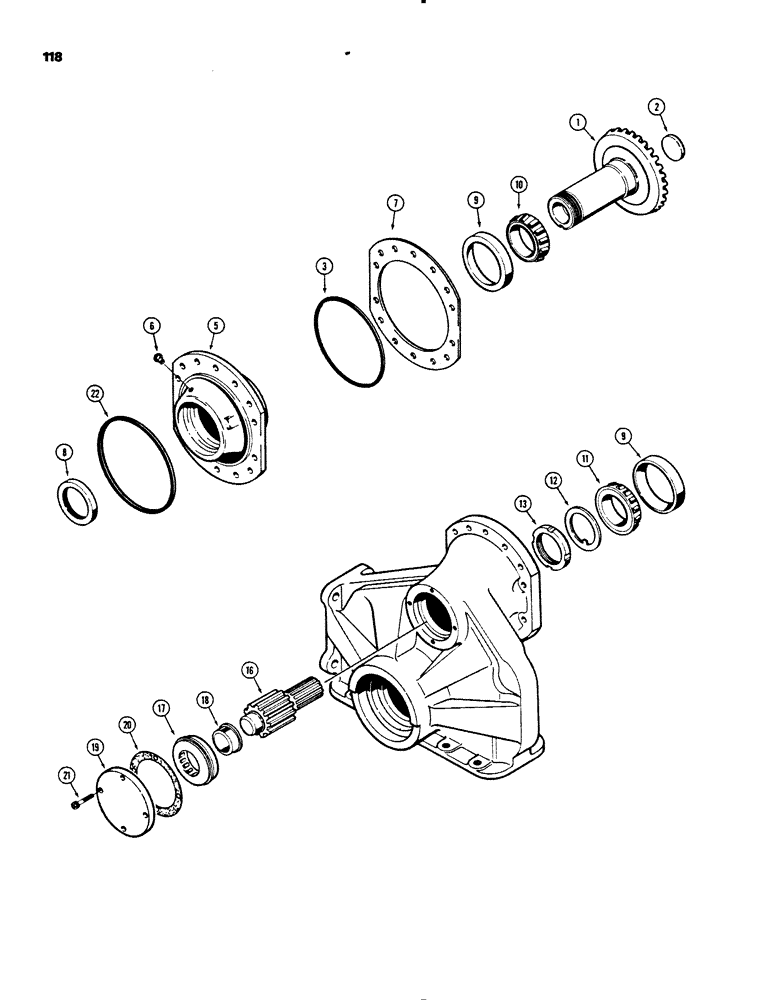 Схема запчастей Case 450B - (118) - TRANSMISSION PINION GEAR AND SHAFT (03) - TRANSMISSION