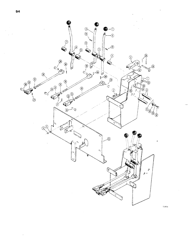 Схема запчастей Case 850 - (094) - TRANSMISSION CONTROL TOWER, USED TRACTOR SN. 7075103 AND AFTER (03) - TRANSMISSION