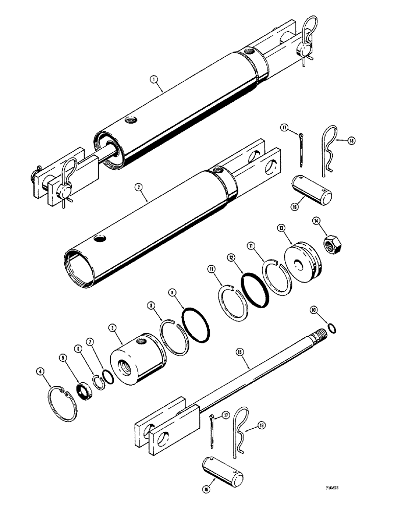 Схема запчастей Case 1530 - (150) - T50162 CASTER WHEEL CYLINDER, 2-1/2" I.D. CYLINDER WITH 8" STROKE AND 7/8" O.D. ROD (09) - CHASSIS/ATTACHMENTS