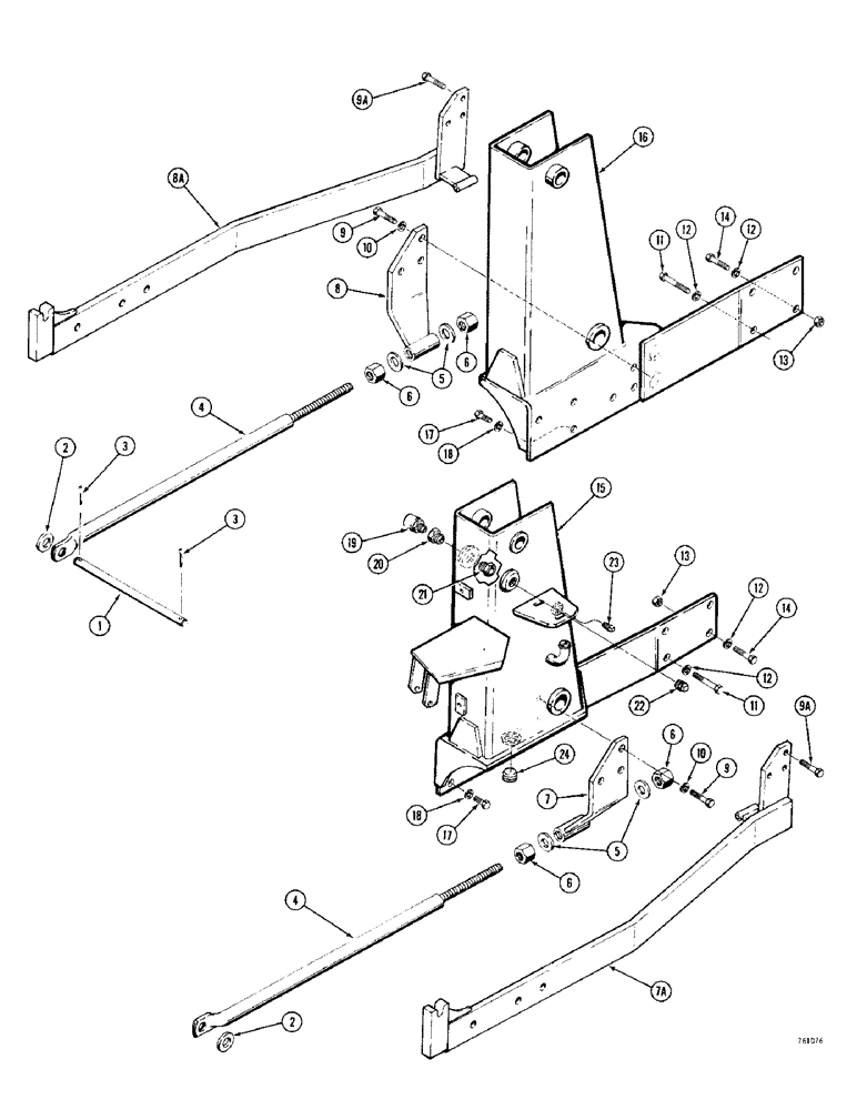 Схема запчастей Case 380CK - (166) - LOADER SIDE FRAMES, MODELS WITH RIGHT HAND OIL RESERVOIR ONLY (09) - CHASSIS/ATTACHMENTS