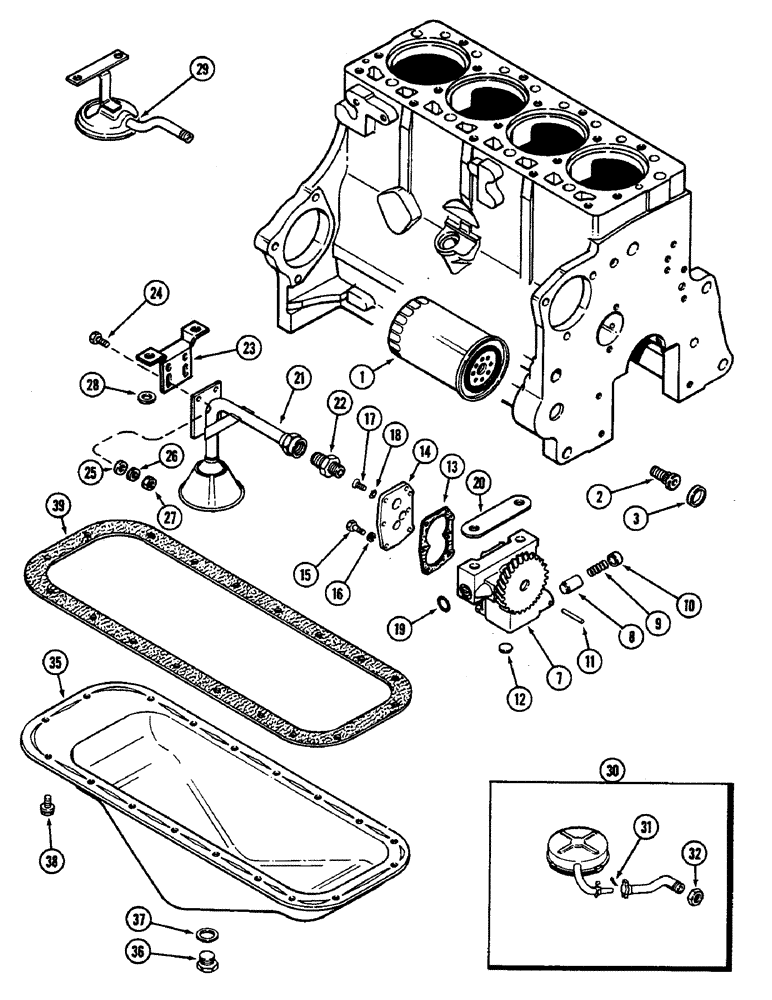 Схема запчастей Case 350B - (042) - OIL FILTER, 188 DIESEL ENGINE (01) - ENGINE