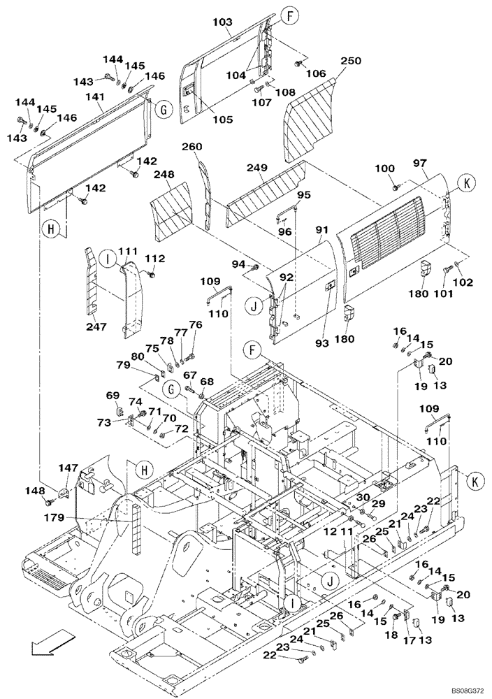 Схема запчастей Case CX470B - (09-14) - ACCESS DOOR - INSULATION (09) - CHASSIS