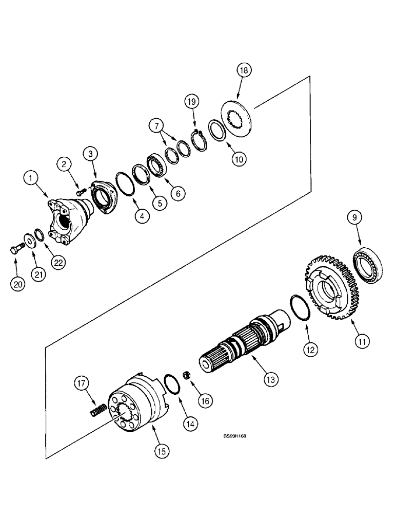 Схема запчастей Case 580L - (6-078) - TRANSMISSION ASSEMBLY, FOUR WHEEL DRIVE OUTPUT SHAFT (06) - POWER TRAIN