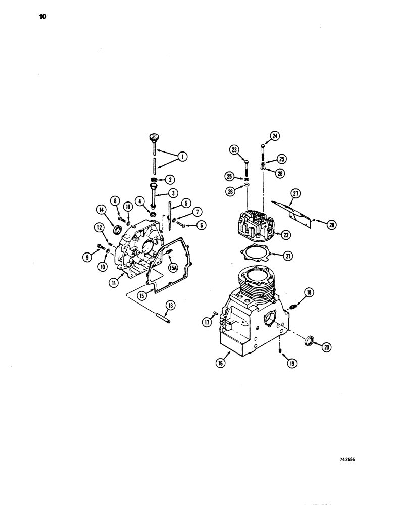 Схема запчастей Case 1816 - (10) - ENGINE BLOCK AND HEAD (10) - ENGINE