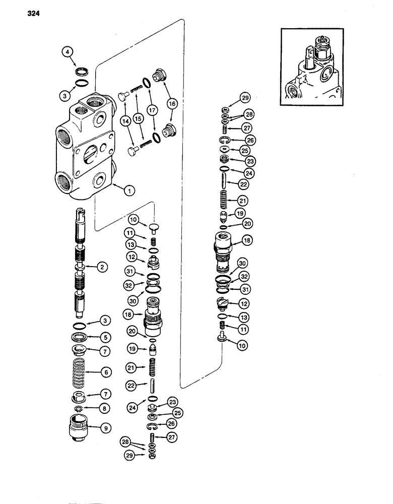 Схема запчастей Case 480D - (324) - BACKHOE CONTROL VALVE, SWING SECTION, 480D MODELS ONLY (35) - HYDRAULIC SYSTEMS