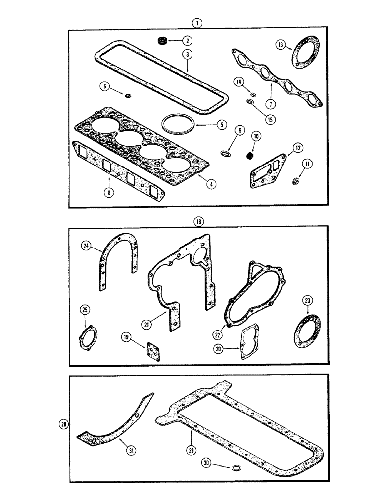 Схема запчастей Case 580 - (020) - ENGINE GASKET KITS, (188) DIESEL ENGINE, 1ST USED ENG. SER. NO. 2656844 (10) - ENGINE