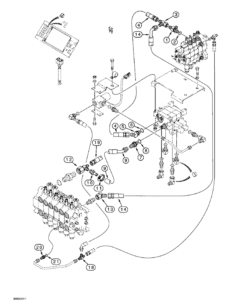 Схема запчастей Case 580SL - (8-050) - BASIC AUXILIARY HYDRAULICS, MODELS WITH STANDARD DIPPER, ALTERNATE CONFIGURATION (08) - HYDRAULICS