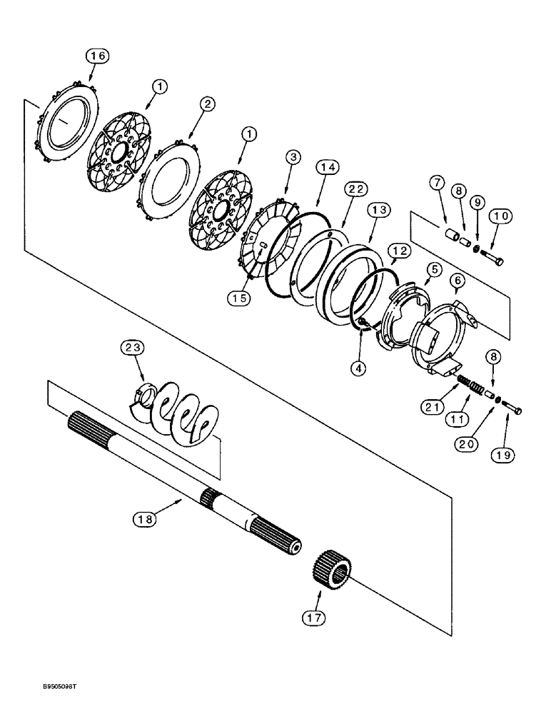 Схема запчастей Case 580L - (7-002) - 114367A2 OR 114367A3 REAR DRIVE AXLE, DIFFERENTIAL BRAKE (07) - BRAKES