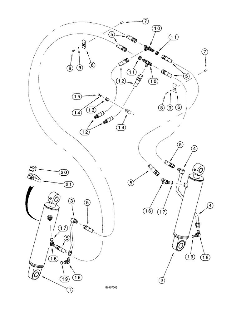 Схема запчастей Case 570LXT - (8-018) - LOADER CLAM CYLINDER HYDRAULIC CIRCUIT, AT LOADER BUCKET (08) - HYDRAULICS