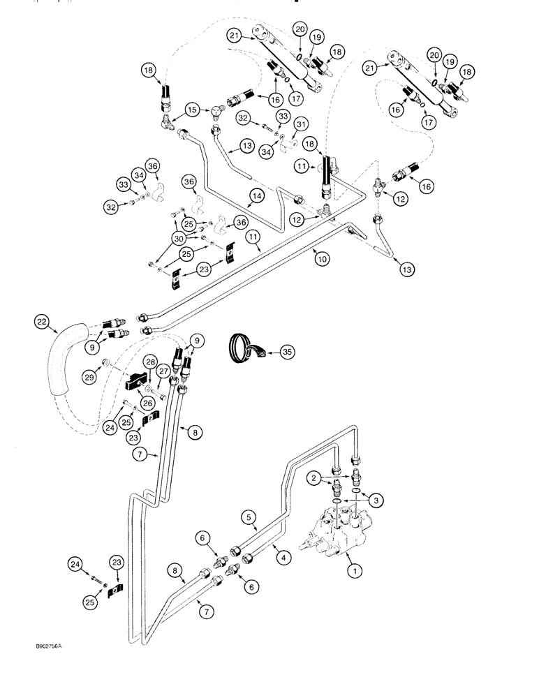 Схема запчастей Case 1818 - (8-20) - LOADER BUCKET HYDRAULIC CIRCUIT (08) - HYDRAULICS