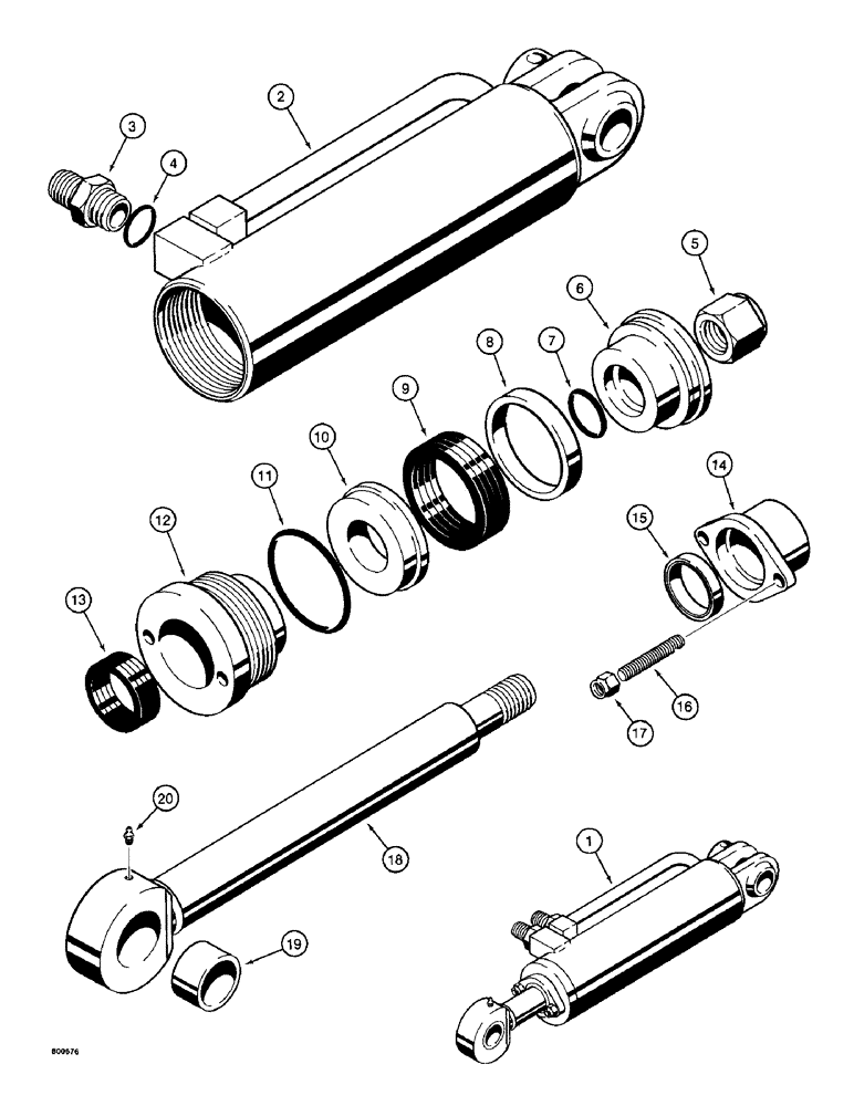 Схема запчастей Case 780 - (410) - A17668 AND A17669 LOADER CLAM CYLINDERS, GLAND HAS BOLT ON FLANGE (08) - HYDRAULICS