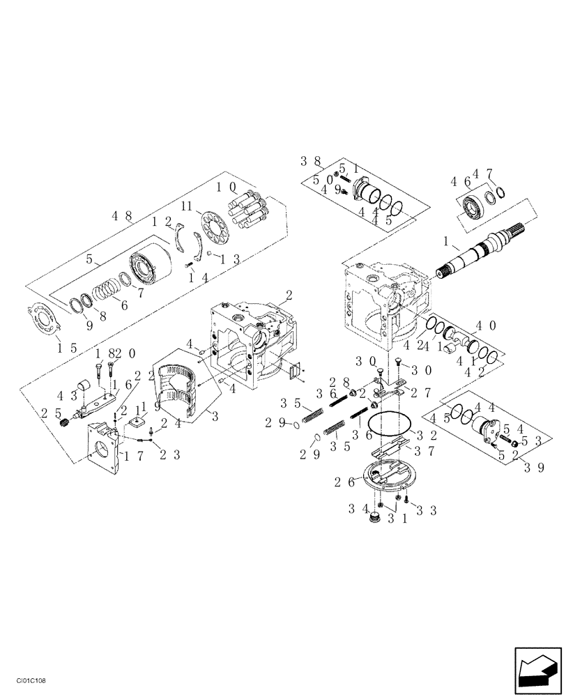 Схема запчастей Case SV216 - (10-013-01[01]) - HYDRAULIC PUMP - VIBRATIONS - ROTOR (08) - HYDRAULICS