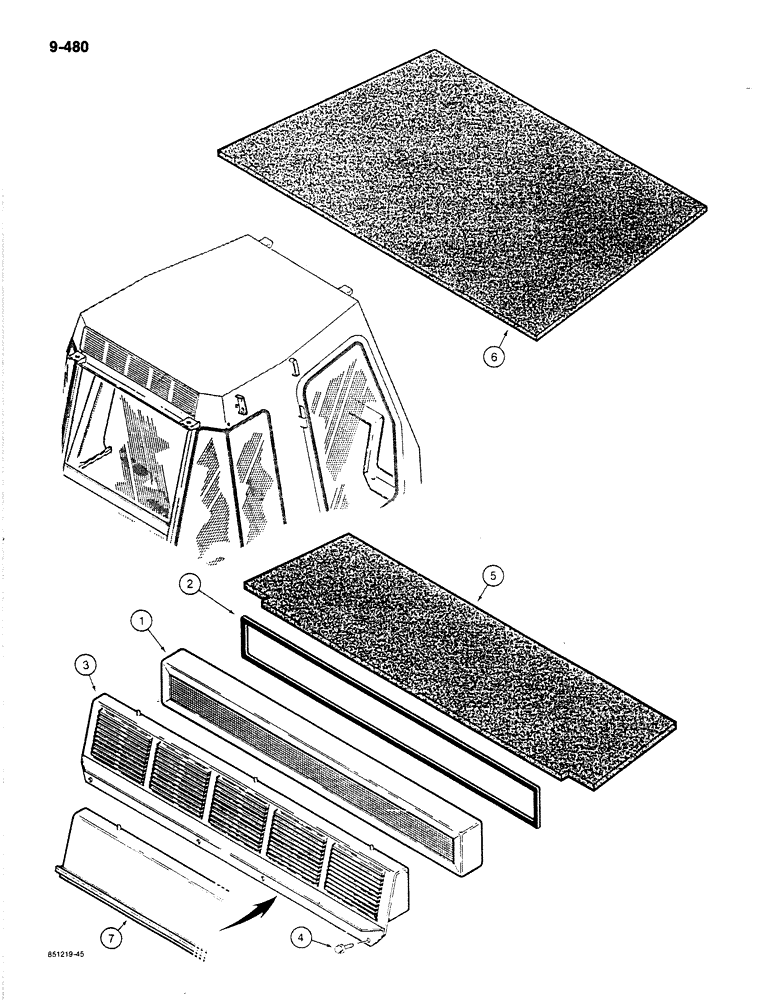 Схема запчастей Case 780C - (9-480) - CAB AIR FILTER AND ROOF INSULATION (09) - CHASSIS/ATTACHMENTS