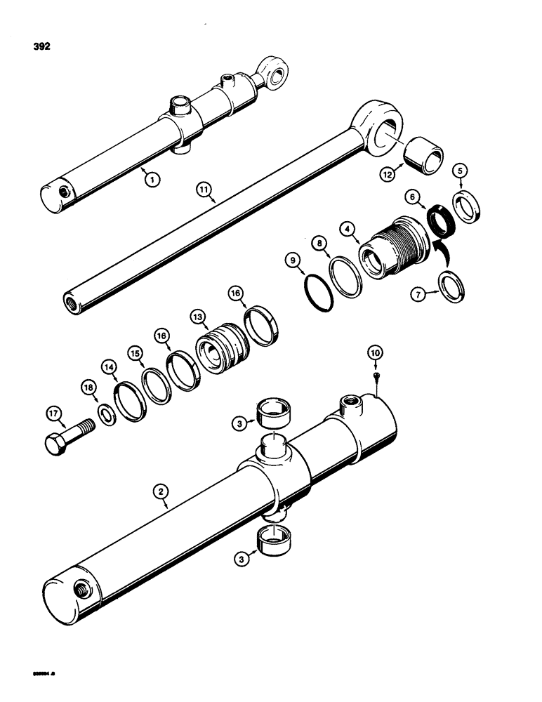 Схема запчастей Case 580D - (392) - G101186 AND G101187 LOADER BUCKET CYLINDERS (08) - HYDRAULICS