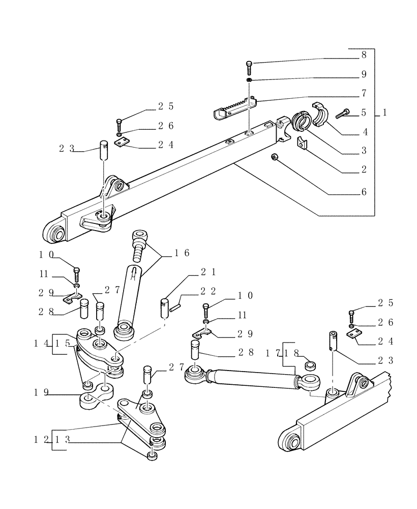 Схема запчастей Case 1850K - (9.467[01A]) - PUSHBEAMS AND STRUTS (HS) - OPTIONAL CODE 76090875 (19) - OPTIONS