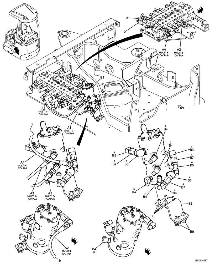 Схема запчастей Case CX17B - (01-031[00]) - HYDRAULICS - CONTROL LINES, VALVE INSTAL (PU64H00024F1, 25F1) (35) - HYDRAULIC SYSTEMS