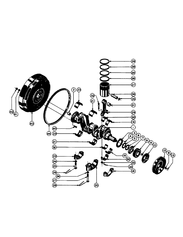 Схема запчастей Case M3B - (026) - GASOLINE ENGINE INSTALLATION, CRANKCASE, CYLINDER HEAD, GEAR COVER, OIL PAN 