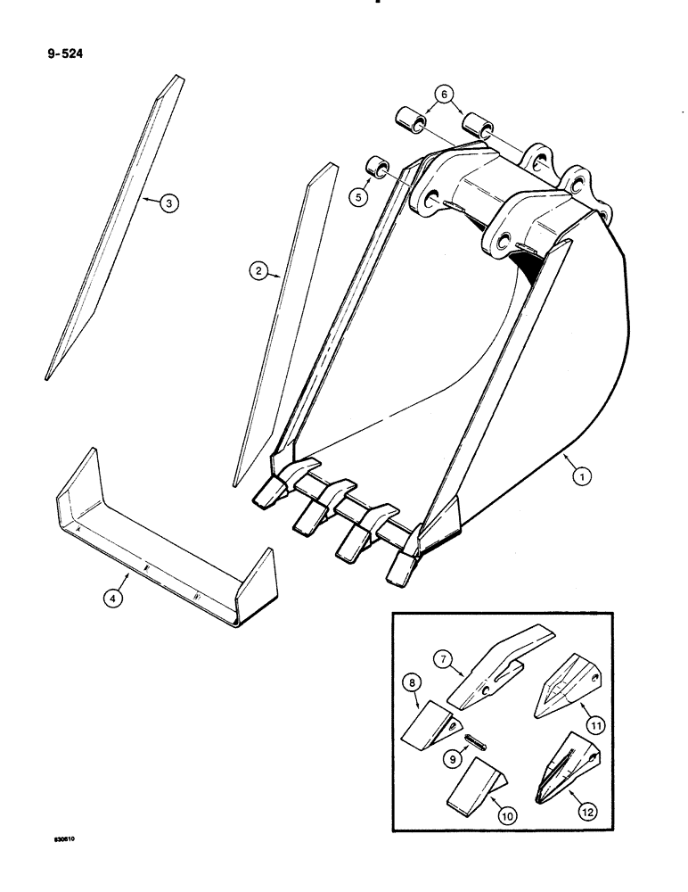 Схема запчастей Case 580K - (09-524) - BACKHOE BUCKET, 24 INCH (610 MM) HIGH CAPACITY TRENCHING BUCKET (09) - CHASSIS/ATTACHMENTS