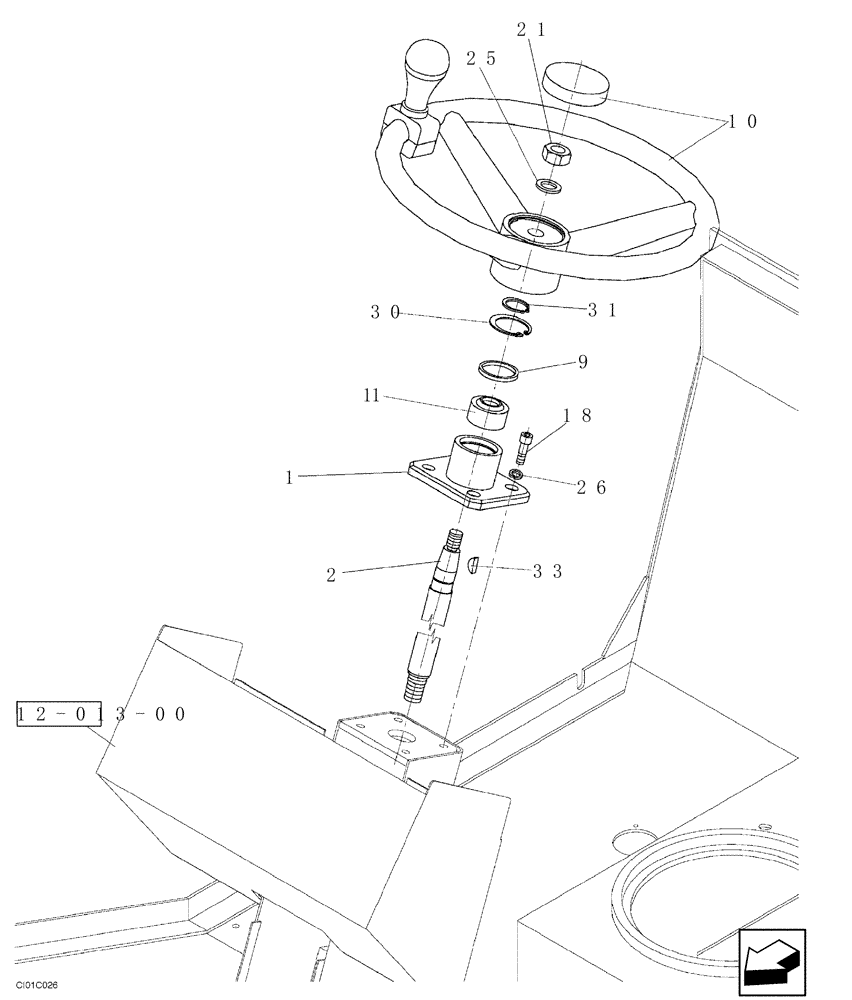 Схема запчастей Case SV216 - (06-001-00[01]) - STEERING WHEEL AND FIXED STEERING COLUMN - IF USED (05) - STEERING