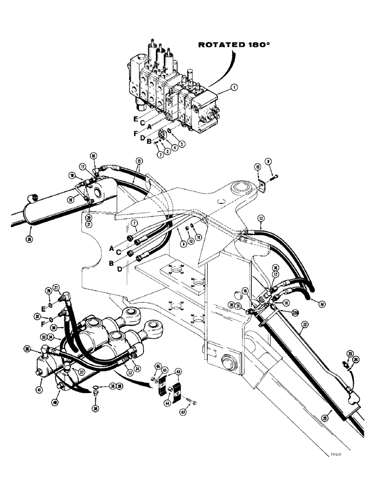 Схема запчастей Case 780 - (294) - BACKHOE SWING & STABILIZER HYD. CIRCUITS, B4 TRAC SN 5500550 (08) - HYDRAULICS