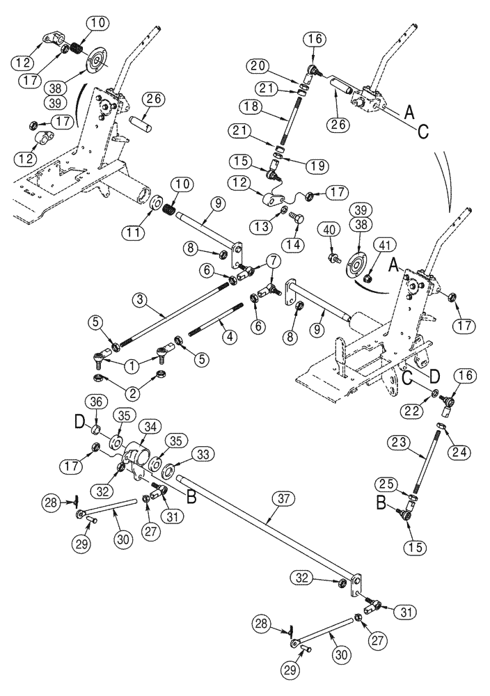 Схема запчастей Case 95XT - (09-17) - LINKAGE, LOADER & GROUND DRIVE, MODELS W/O FOOT CONTROLS (N.A. JAF0311357- / EUROPE JAF0274360-) (09) - CHASSIS/ATTACHMENTS