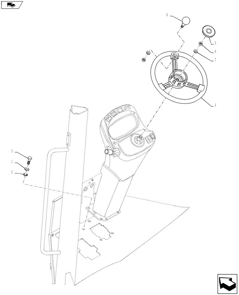 Схема запчастей Case 521F - (41.101.01[01]) - CAB/CANOPY, STEERING WHEEL (41) - STEERING