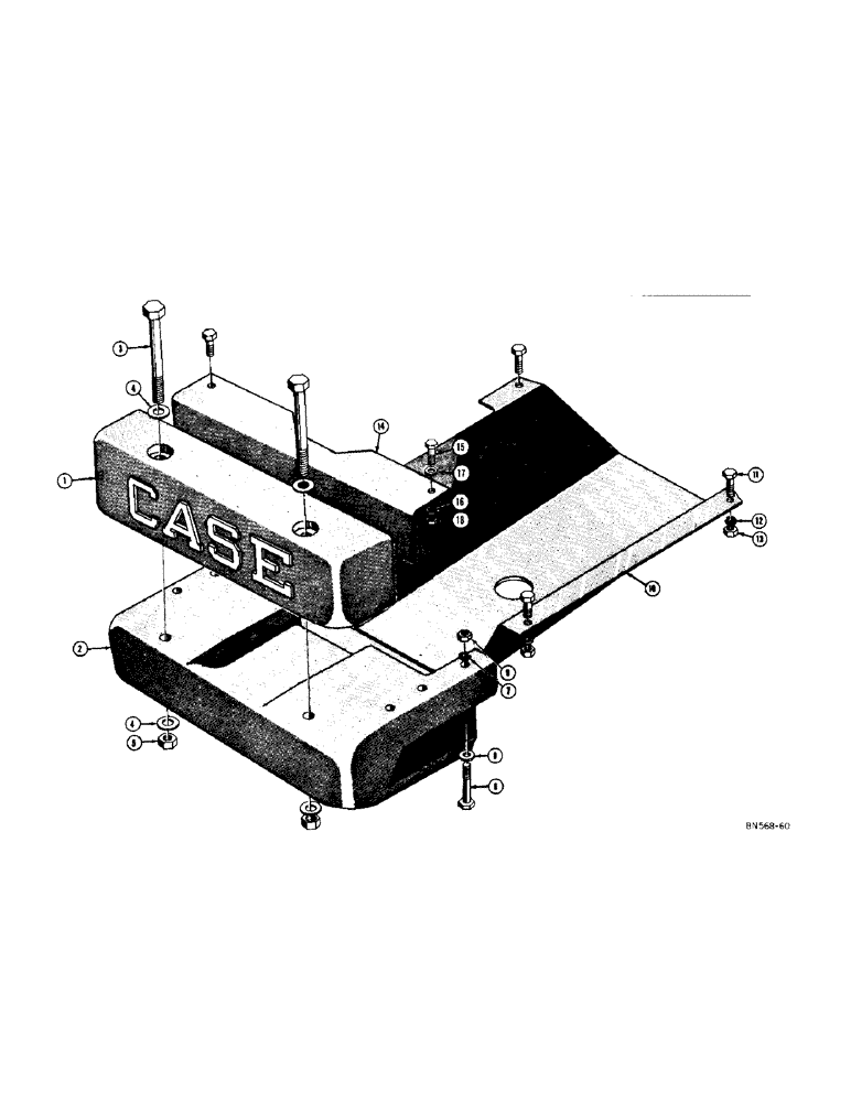 Схема запчастей Case 420 - (076[1]) - FRONT COUNTERWEIGHT, BUMPER, AND SPECIAL CRANKCASE GUARD (05) - UPPERSTRUCTURE CHASSIS