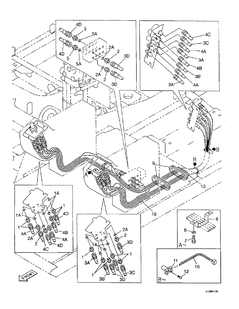 Схема запчастей Case 9007B - (8-032) - HYDRAULIC CIRCUIT - PILOT, ATTACHMENT (08) - HYDRAULICS