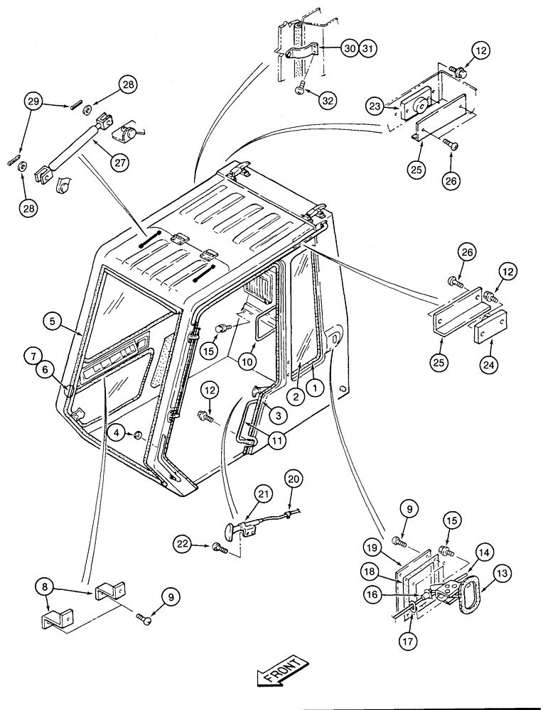 Схема запчастей Case 9060 - (9-48) - CAB DOOR RELEASE AND OVERHEAD DOOR CYLINDER (09) - CHASSIS/ATTACHMENTS